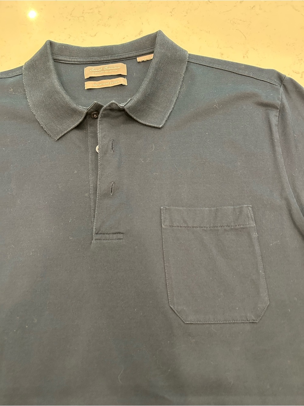 Daniel Cremieux Signature Collection Mercerizes Cotton Navy Polo w/ Chest Pocket - Picture 3 of 8